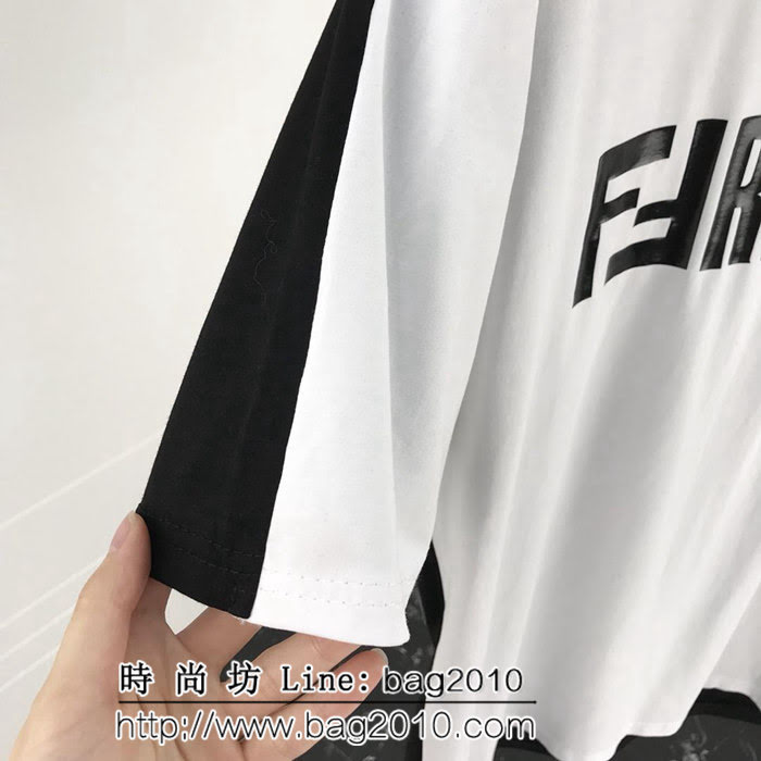 FENDI芬迪 19ss新款 前後拼色設計 字母印花 上身潮爆定制精梳棉面料 男女同款 ydi2554
